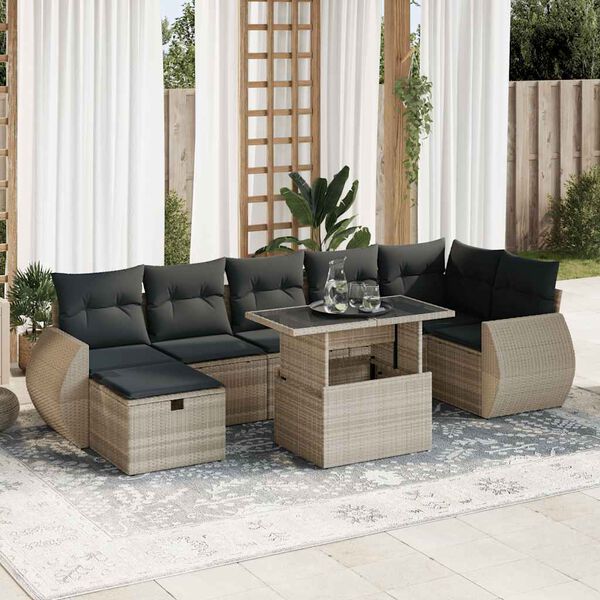 vidaXL Garden Sofa Set Light grey, Dark grey, Black