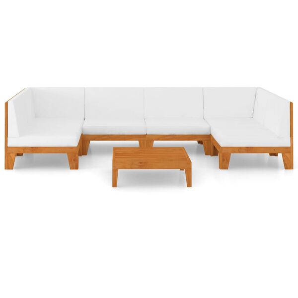 vidaXL Garden Lounge Set Cream White Solid Acacia wood, 100% polyester