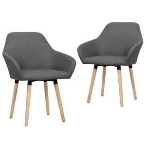 vidaXL Dining Chair Set of 2 Dark Grey Polyester and Solid Wood Standard