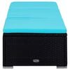 vidaXL Sun Lounger Black, Blue PE Rattan, Powder-Coated Steel, Polyester