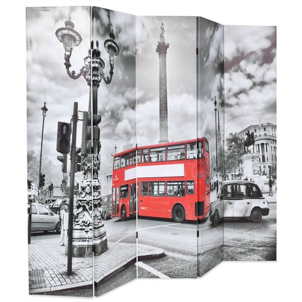 vidaXL Folding Room Divider 78.7x66.9" London Bus Black and White