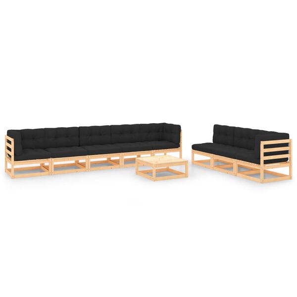 vidaXL Garden Lounge Set Natural wood, Anthracite Solid pinewood 9 Piece