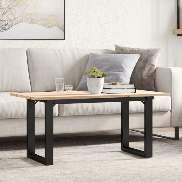 vidaXL Coffee Table O-Frame 39.4"x19.7"x17.7" Solid Wood Pine and Steel