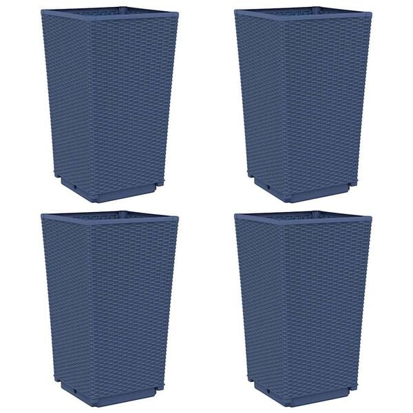 vidaXL Garden Planter Set of 4 Blue Grey Polypropylene Medium