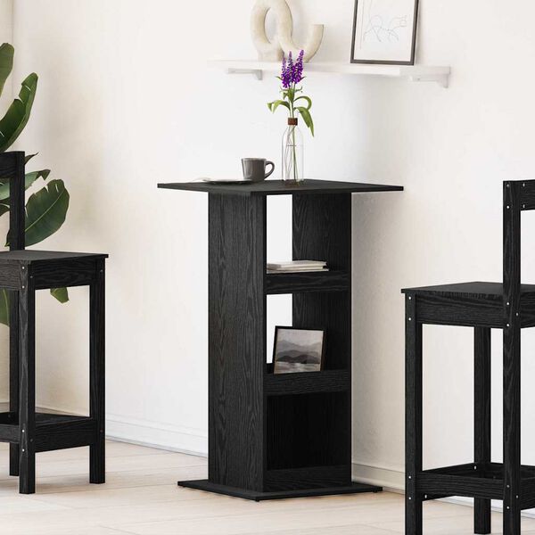 vidaXL Bar Table with Shelf Black Oak 60 x 60 x 100 cm Engineered wood