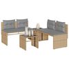 vidaXL 4 Piece Patio Sofa Set with Cushions Beige Poly Rattan