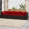 vidaXL Patio Lounge Set Brown with cinnamon red cushions