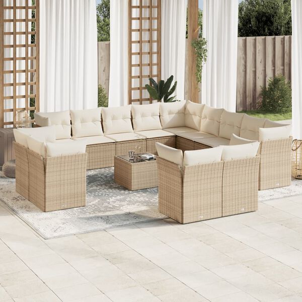 vidaXL Garden Sofa Set Beige, Cream White