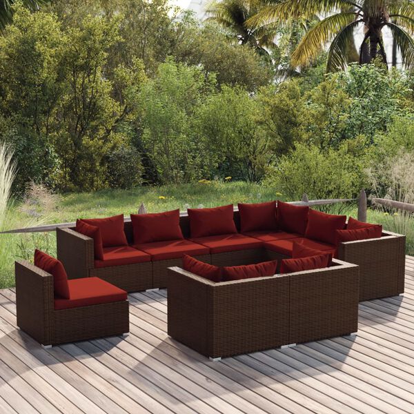vidaXL Garden Lounge Set Brown PE Rattan Large Modular