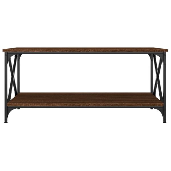 vidaXL Coffee Table Brown Oak Engineered Wood and Iron