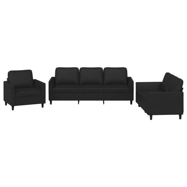 vidaXL Sofa Set Black Faux leather 2-Seater Durable Sofa Set