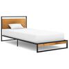 vidaXL Bed Frame Black, Wood brown Powder-coated metal, MDF Twin Durable