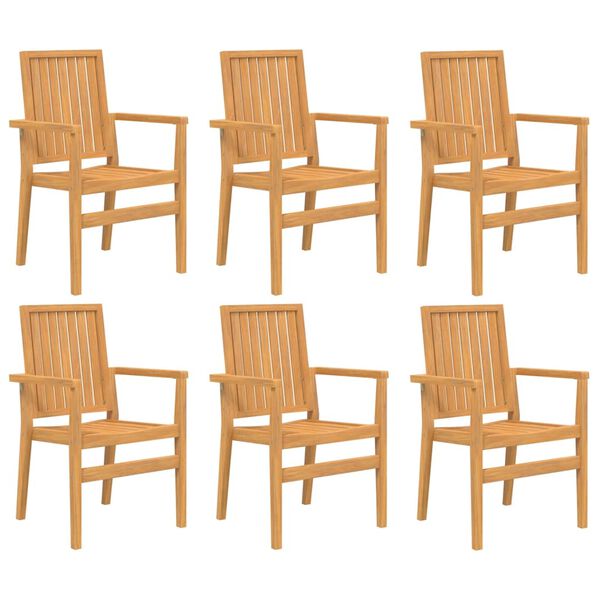 vidaXL Stackable Patio Chairs 6 pcs 22.2x22.6x35.8" Solid Wood Teak
