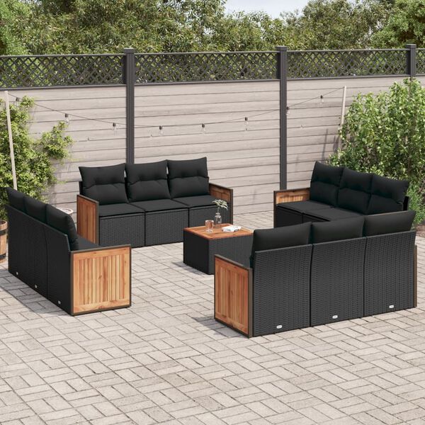 vidaXL Garden Sofa Set Black