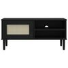 vidaXL TV Cabinet Black Solid pine wood, engineered wood, poly rattan