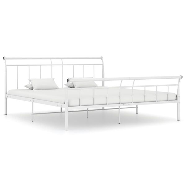 vidaXL Bed Frame White Powder-coated metal Super King Durable