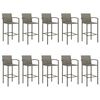 vidaXL Garden Bar Set Grey PE Rattan Large Footrest Garden Bar Set
