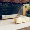 vidaXL Garden Lounge Set Cream, Pine Solid Pinewood, Polyester Large