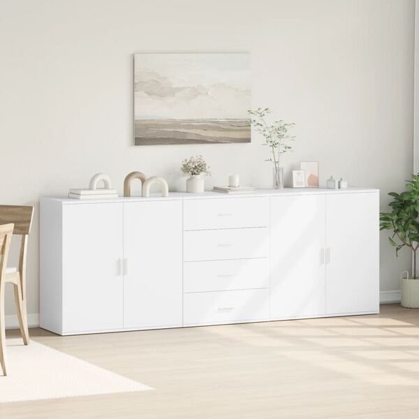 vidaXL Sideboard White Engineered wood Sideboard Rectangular Modern