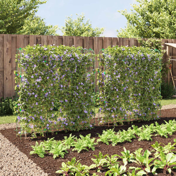 vidaXL Garden Trellis Set of 2 Green Steel with PE coating and PP clips