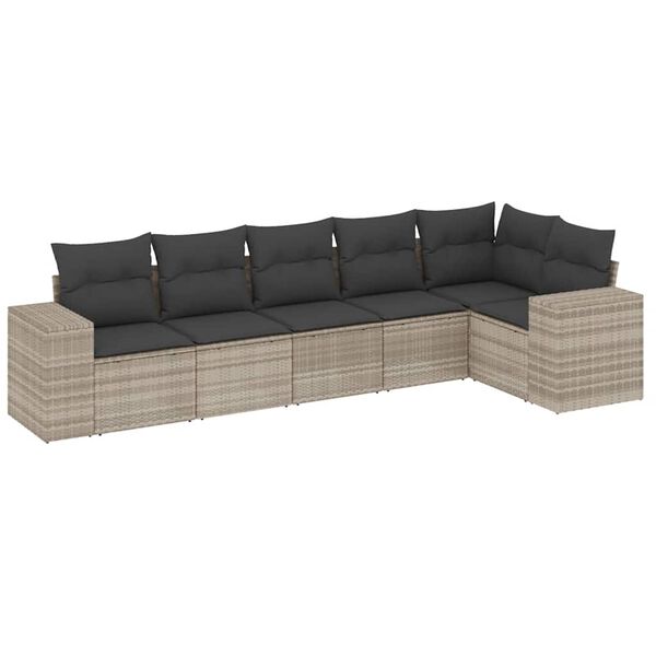 vidaXL Garden Sofa Set Light grey, Dark grey PE rattan, Powder-coated steel