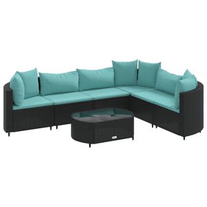 vidaXL Patio Sofa Set Set of 6 Black, Water blue