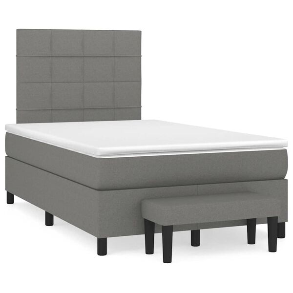 vidaXL Box Spring Bed Dark grey, White