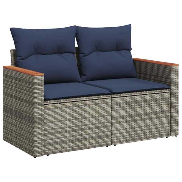 vidaXL 6 Piece Patio Sofa Set with Cushions Gray Poly Rattan
