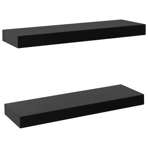 vidaXL Wall Mounted Shelf Set of 2 Black MDF 15.7 x 7.9 x 1.5 in