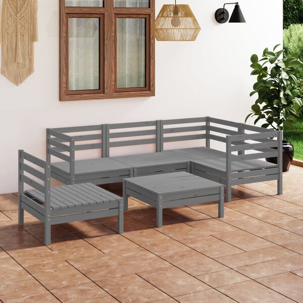 vidaXL Garden Lounge Set Grey Solid pinewood Medium Modular