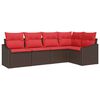 vidaXL Sofa Set with Cushion 5 pcs Brown Poly Rattan