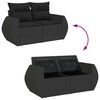 vidaXL Garden Sofa Set Black PE Rattan, Powder-Coated Steel, Tempered Glass
