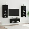 vidaXL 4 Piece TV Wall Stands with LED Lights Black