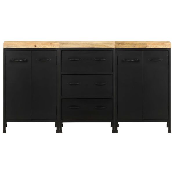 vidaXL Sideboard Rough Mango Wood with Black Frame