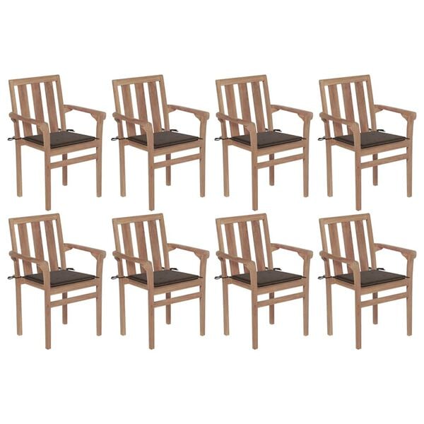 vidaXL Patio Chair Set of 8 Warm wood