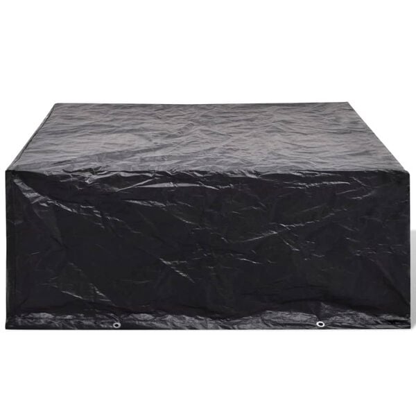 vidaXL Garden Furniture Cover Set of 2 Black Polyethylene Large