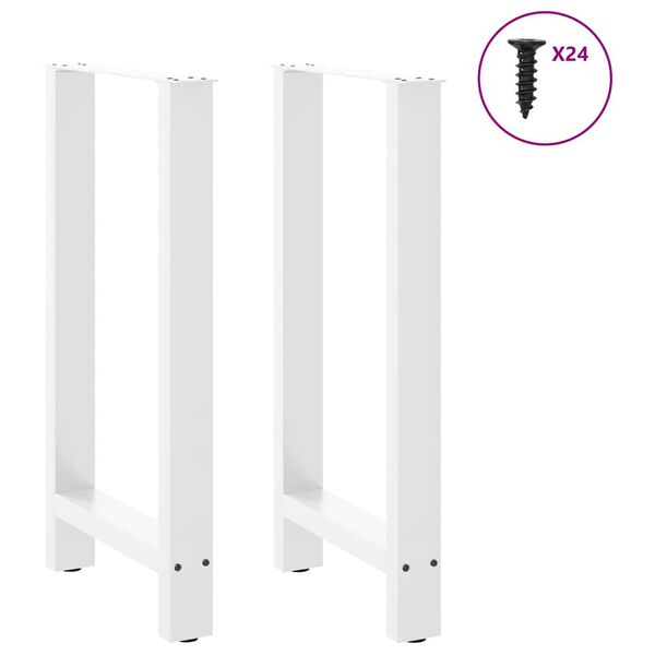 vidaXL Coffee Table Leg Set of 2 White Powder-coated steel Adjustable