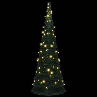 vidaXL Pop-up String Artificial Pre-lit Christmas Tree Green 6 ft