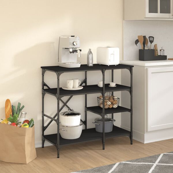 vidaXL Baker's Rack Black 35.4"x15.7"x33.1" Engineered Wood and Metal