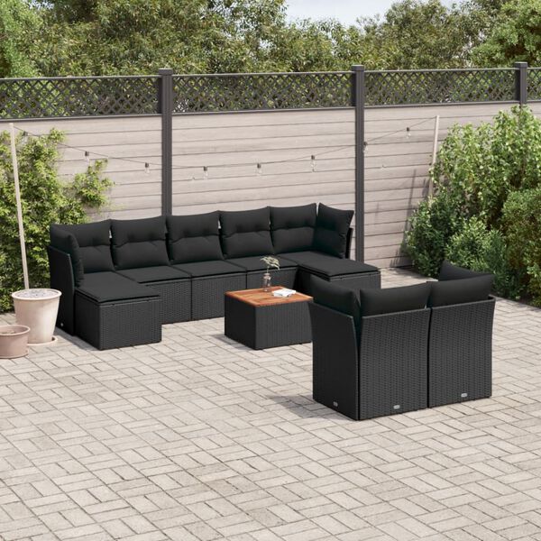 vidaXL Garden Sofa Set Black