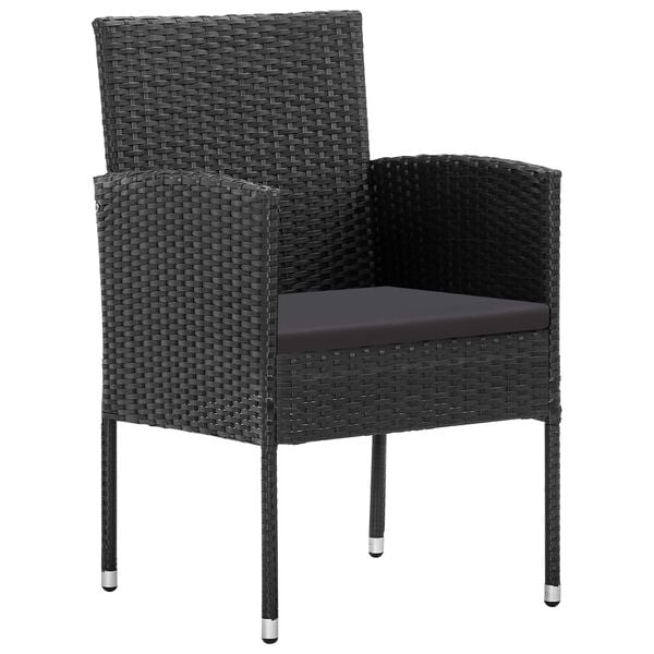 vidaXL Garden Chair Set of 4 Black PE rattan, steel, 100% polyester