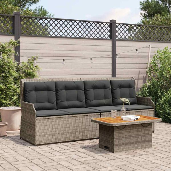 vidaXL Garden Lounge Set Grey PE rattan Standard Adjustable Armrests