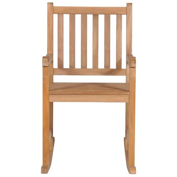 vidaXL Rocking Chair Beige Solid Teak Wood Standard Rocking Chair