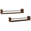vidaXL Wall Shelf Set of 2 Brown oak Engineered wood, steel Standard