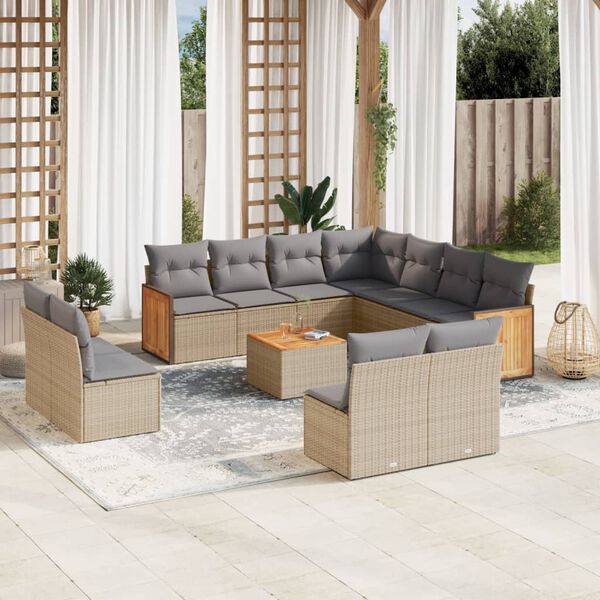 vidaXL Garden Sofa Set Beige, Light Grey