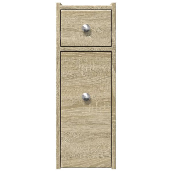 vidaXL Narrow Bathroom Cupboard Sonoma Oak Engineered Wood Slim Portable