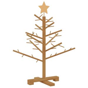 vidaXL Wooden Christmas Tree with Stand Brown 29.5" Solid pine wood