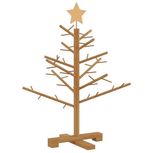 vidaXL Wooden Christmas Tree with Stand Brown 29.5" Solid pine wood