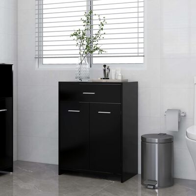vidaXL Bathroom Cabinet Black 23.6"x13"x31.5" Engineered Wood