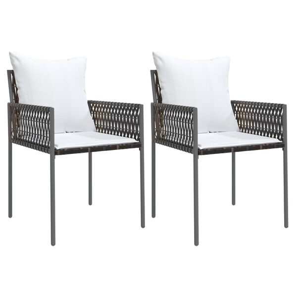 vidaXL Garden Chair Set of 2 Brown Poly Rattan Standard Durable